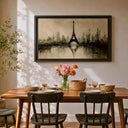 Paris landmark wall art in a classic framed canvas
