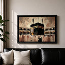 Wall art in neutral tones with sacred pilgrimage scene