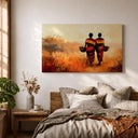 Framed canvas wall decor with ethnic heritage motif