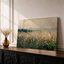 Wildflower field wall art, framed canvas close-up of meadow blooms