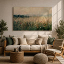 Rustic farmhouse wall decor featuring meadow flowers in a frame