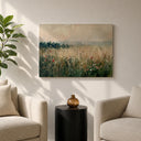 Country decor wall art with a wildflower field