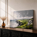 Framed canvas depicting emerald Irish coastal cliffs