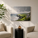 Seascape featuring cliffs and turbulent water on canvas