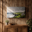 Mounted canvas print of Emerald Isle cliffs with textured brushwork