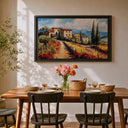 Evening light over Tuscan village hills on wall art