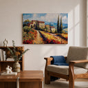 Decorative wall art featuring Tuscan countryside scenery