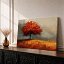 Red tree autumn landscape framed canvas wall art - front view