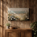 Bedroom wall art: coastal florals in a framed canvas