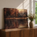 Forest Lake wall art - framed canvas with woodland pond scene