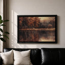 Close-up of framed canvas texture and rustic frame edge
