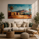Oasis landscape with palm trees wall art
