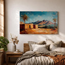 Mediterranean boho style palm art on wall