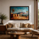 Desert palm and oasis landscape wall piece