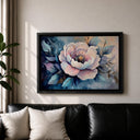 Garden blossom peony on framed canvas for living room