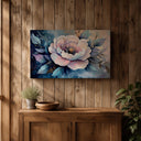 Soft-hued peonies on canvas frame for modern home decor