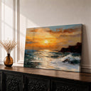 Ocean sunset seascape framed canvas wall art