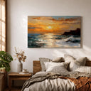 Beach at dusk canvas wall art in a modern home