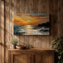 Elegant wall decor: ocean sunset framed canvas