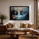 Decor style rustic lodge living room with canvas art