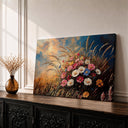 Framed canvas wildflower meadow close-up of blossoms
