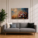Natural wood frame with meadow floral artwork