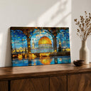 Masjid Al Aqsa arch view framed canvas wall art on display