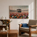 Ready-to-hang Kaaba tulip field framed canvas on wall