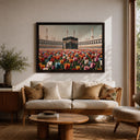 Mecca-inspired home decor framed canvas in neutral colors
