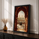 Close-up of Masjid Haram inspired design on framed canvas