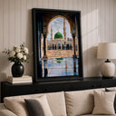 Green dome mosque canvas art for modern interiors