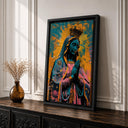 Close-up of Virgencita image on Catholic wall decor canvas