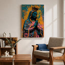 Side angle view of framed Guadalupe wall art