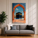Framed canvas showing Masjid al-Haram Mecca in Moorish archway