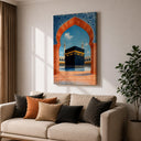 Warm-tone Islamic decor with Kaaba depiction