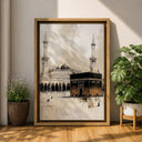 Minimalist Hajj Umrah art on canvas for living room