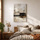 Elegant Kaaba themed wall art for prayer nook