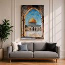 Jerusalem skyline with Dome of the Rock in gold framed art