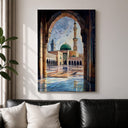 Masjid Nabawi archway scene framed canvas wall art