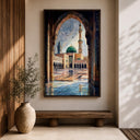 Medina mosque arch on abstract canvas, Prophet-inspired