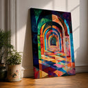 Islamic geometric arch wall art framed canvas close-up