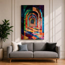 Intricate arabesque arch pattern framed wall decor
