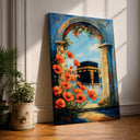 Framed Kaaba Mecca wall art on a light neutral wall