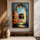 Studio shot of the Kaaba wall art with wood frame