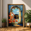 Kaaba Mecca wall art hung above a console table