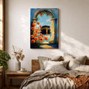 Framed Kaaba Mecca wall art in a peaceful study nook