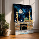 Kaaba wall art night sky framed canvas – front view