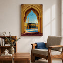 Abstract Islamic art with Kaaba motif on black frame