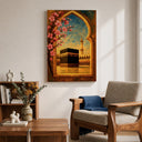 Neutral toned Kaaba floral motif on textured canvas