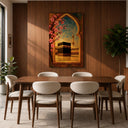 Living room wall with Islamic art framed canvas